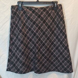 Black Plaid A-Line Skirt with Pink and White Accents